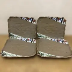 竹と梅の縁起物柄長角皿　4枚セット　和食器まとめ売り