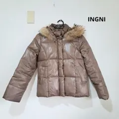 INGNI　イング　ブラウン　ファー付きダウンジャケット　フェザー　ベージュ