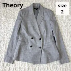 セオリー リネン ダブルブレストテーラードジャケット ブレザー グレー 2