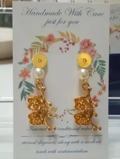 ハンドメイド 花モチーフ ピアス