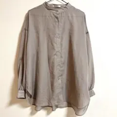 NICE CLAUP　ナイスクラップバンドカラーシアーシャツブラウス　ゆるだぼ