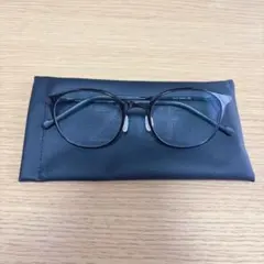 Zoff ブラックラウンドフレームメガネ ケース付き