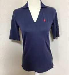 【美品】ポロゴルフ ラルフローレン ラップデザイン ポロシャツ ネイビー S