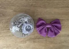 髪飾りとリボン　セット　紫　和
