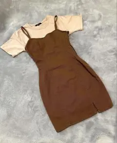 H&M デニム風ブラウンワンピース & SUREVE Tシャツ M セット