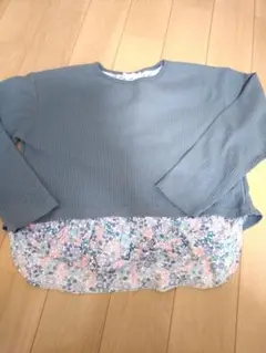 PAIR MANON☆ ブルーグレー☆ フラワー柄 長袖カットソー