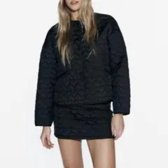 ZARA ハートキルティング ジャケット スカート XS ブラック