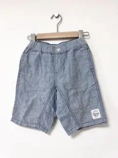 綿麻ハーフパンツ　140 水色　ショートパンツ　コットンリネン