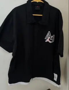 【美品】ジョーダン AJ パッチロゴ 半袖 コーチシャツ風 ブラック XLのサムネイル