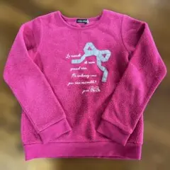 BEBEピンク リボン刺繍 トレーナー 130