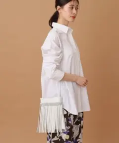 未使用◆NOMADIS（ノマディス）DANCE フリンジポシェット白レザーバッグ