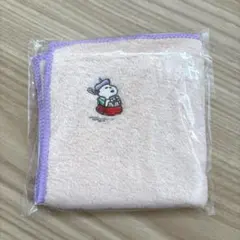 スヌーピー刺繍タオル 薄いピンク