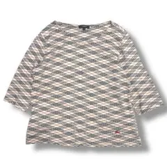 【美品】バーバリーロンドン 七分袖カットソー 15BR大きいチェック柄ホースロゴ