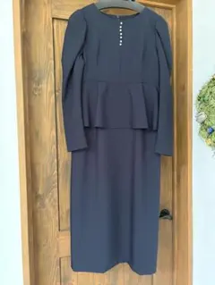 NATURAL BEAUTY BASIC ラインパールペプラム ワンピース