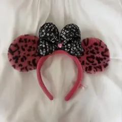 ディズニーカチューシャ ミニーヒョウ柄ピンク
