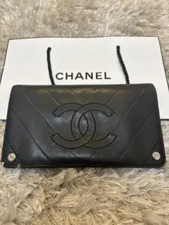 CHANEL ブラックレザー 長財布