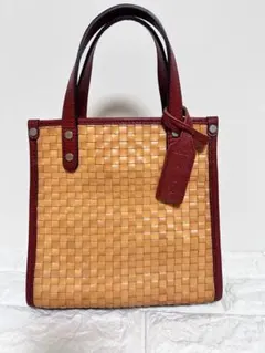 BEAU DESSIN 【美品】本革　メッシュハンドバッグ　トート　編み込み