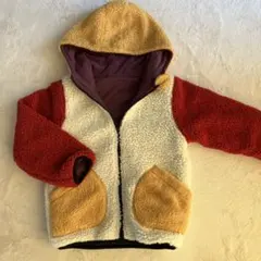 ボアフード付きジャケット 裏フリース　赤クリーム　110
