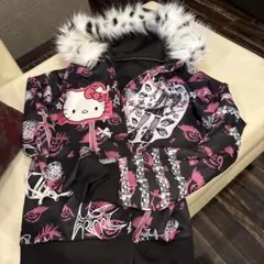 ハローキティ ゴシックデザイン パーカー y2k ファー フード