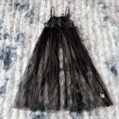 as know as pinky チュールロングワンピース ドット リボン