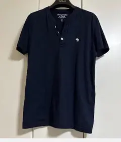 正規美品★アバクロS ネイビー ボタン付き ヘンリーネック Tシャツ