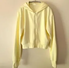 GU UVカット フルジップパーカ Mサイズ イエロー クロップド丈　スウェット