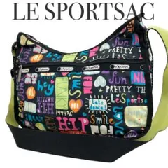 ✨美品　レスポートサック　ショルダーバッグ　黒　ナイロン　総柄　斜め掛け