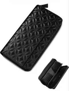【新品】七宝柄 財布 メンズ 長財布 栃木レザー 本革 縦型 カード収納