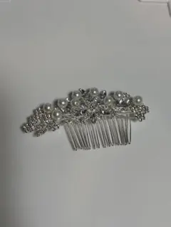 美品♡ ヘアアクセ 髪飾り シルバー ダイヤ パール