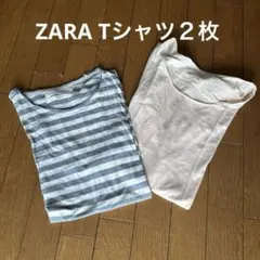 ZARAボーダー＆ペールオレンジTシャツ　２枚セットのサムネイル