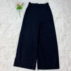 【美品】グリーンレーベルリラクシング ギャバワイドパンツ 36 黒 オフィス上品