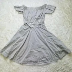 イタリア製 パヤオフラーニ ストライプ オフショルダー 半袖ワンピース 綿72%