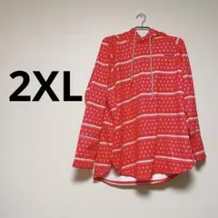 パーカー　赤　【2XL】 トップス　レディース　冬服　柄　レッド　おしゃれ