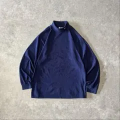 90s USA製 NIKE ハイネックロンT カットソー 刺繍ロゴ ネイビー