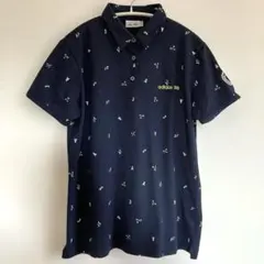 adidas golf ポロシャツ ネイビー 総柄 ゴルフウェア OT/XG