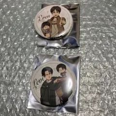 進撃の巨人 KINOKOS 購入特典缶バッジ　リヴァイ　エレン 2セット