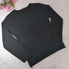 ✨ブラック クルーネック ★長袖ニット★日本製★M✨