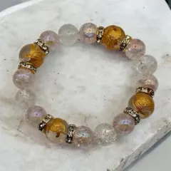 【一点物】高品質ガーデンクォーツ雫×高透明スモーキークォーツ天然石ブレスレット 一点物】高品質ガーデンクォーツ雫×高透明スモーキークォーツ天然石