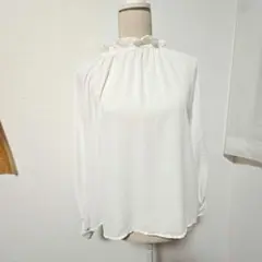 美品✨GRL グレイル バックリボンギャザーハイネックブラウス ホワイト