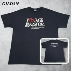 GILDAN Tシャツ XL 黒 両面プリント バックロゴ ストリート 輸入古着