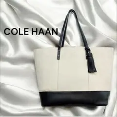 COLE HAAN（コールハーン） レザー トートバッグ アイボリー×ブラック