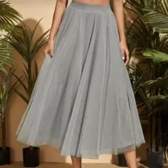 SHEIN チュール フレアスカート グレー M