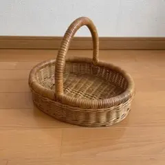 籐製　楕円形バスケット
