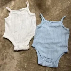 ベビー キャミボディースーツ 肌着 2点セット 白 水色