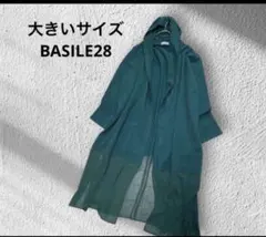 大きいサイズ！BASILE28/シフォン切り替えレーヨンフーデットカーディガンのサムネイル