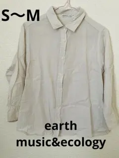 アースミュージック&エコロジー　シャツ　ブラウス　コットン　7分袖　ストライプM