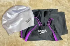 も*こ様 【SPEEDO】非セパレート式スイムウェア シリコンキャップ 4点セッ