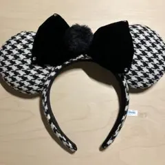 ミニーの千鳥柄カチューシャ 白黒
