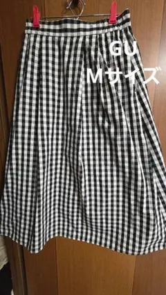GU チェック柄 フレアロングスカート