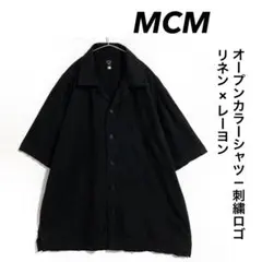 MCM オープンカラーシャツ リネン レーヨン ワンポイント刺繍ロゴのサムネイル
